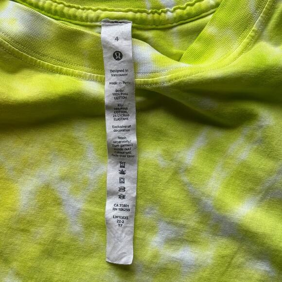 Lululemon All Yours Cropped Cotton Tank Top Women's 4 Marmoleado Tie Dye Yellow - Picture 4 of 8